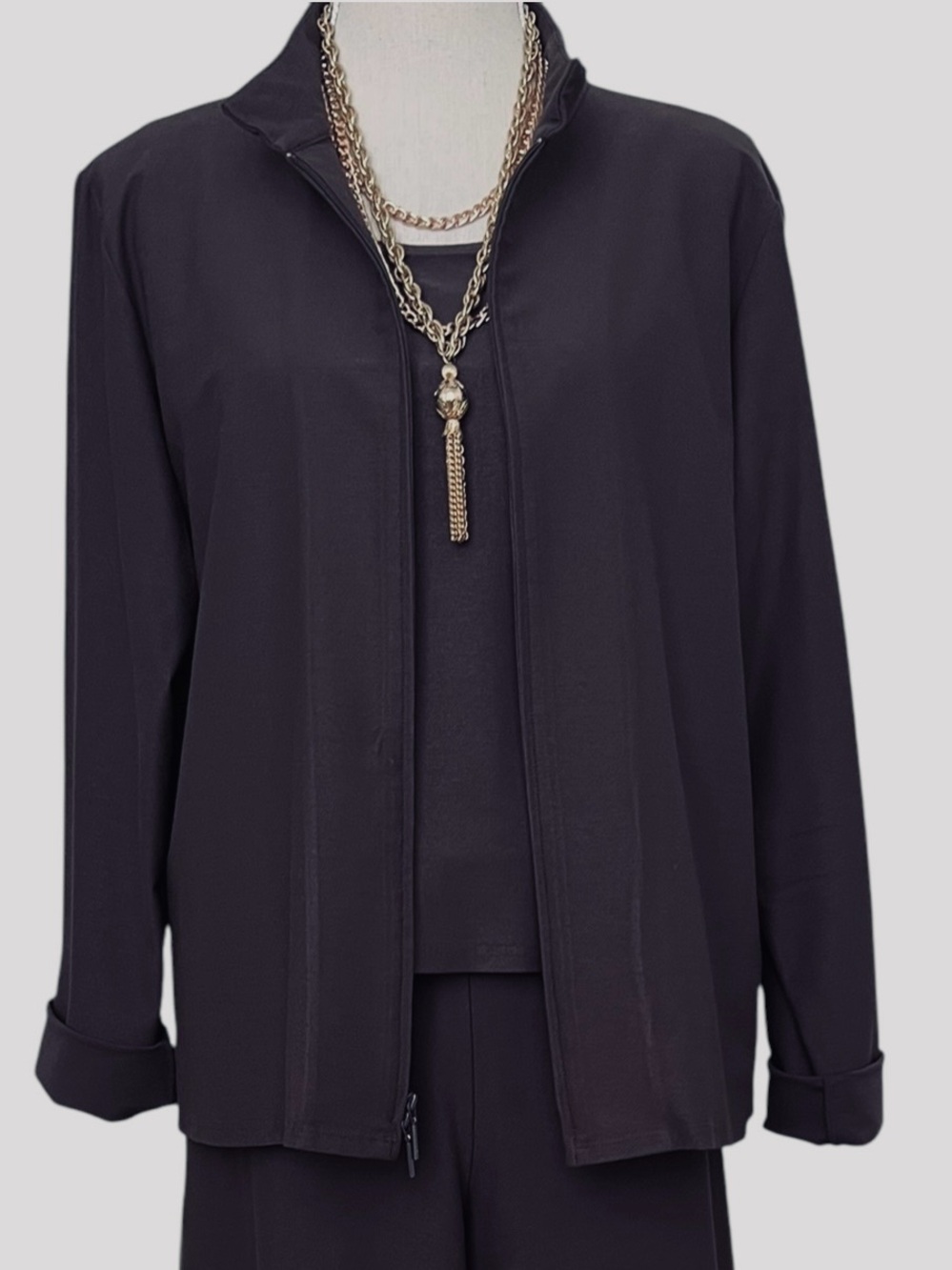 Eileen Fisher Brown Two-Piece Casual Leisurewear Jacket and Shell Set Size XL